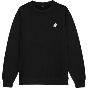 imageDALIX Ghost Embroidery Relaxed Crewneck Sweatshirt Soft Fleece Fit Lounge MensBlack