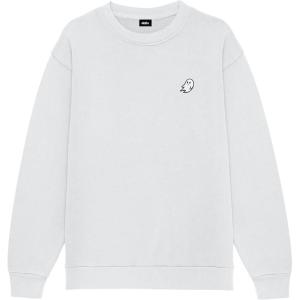 imageDALIX Ghost Embroidery Relaxed Crewneck Sweatshirt Soft Fleece Fit Lounge MensLunar Gray