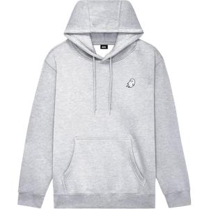 imageDALIX Ghost Embroidery Relaxed Hoodie Soft Fleece Sweatshirt Drawcord Fit Lounge MensHeather Gray
