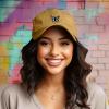 imageDALIX Butterfly Embroidered Cap Cotton Baseball Hat Garden WomensWashed Gold