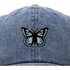 imageDALIX Butterfly Embroidered Cap Cotton Baseball Hat Garden WomensWashed Navy Blue