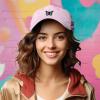 imageDALIX Butterfly Embroidered Cap Cotton Baseball Hat Garden WomensWashed Pink