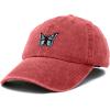 imageDALIX Butterfly Embroidered Cap Cotton Baseball Hat Garden WomensWashed Red