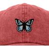 imageDALIX Butterfly Embroidered Cap Cotton Baseball Hat Garden WomensWashed Red