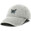 imageDALIX Butterfly Embroidered Cap Cotton Baseball Hat Garden WomensWashed Stone White