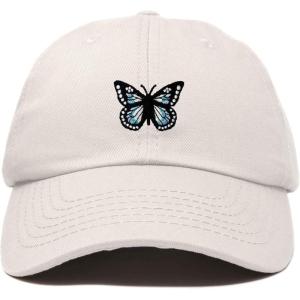 imageDALIX Butterfly Embroidered Cap Cotton Baseball Hat Garden WomensBeige