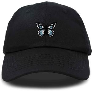 imageDALIX Butterfly Embroidered Cap Cotton Baseball Hat Garden WomensBlack