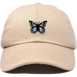 imageDALIX Butterfly Embroidered Cap Cotton Baseball Hat Garden WomensKhaki