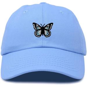 imageDALIX Butterfly Embroidered Cap Cotton Baseball Hat Garden WomensLight Blue