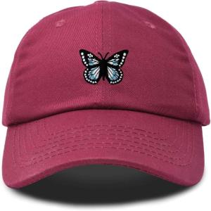 imageDALIX Butterfly Embroidered Cap Cotton Baseball Hat Garden WomensMaroon
