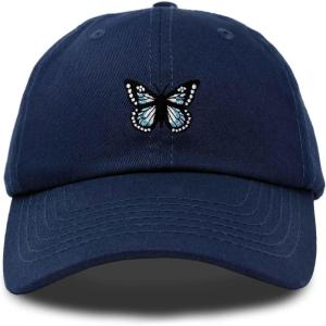 imageDALIX Butterfly Embroidered Cap Cotton Baseball Hat Garden WomensNavy Blue