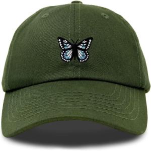 imageDALIX Butterfly Embroidered Cap Cotton Baseball Hat Garden WomensOlive