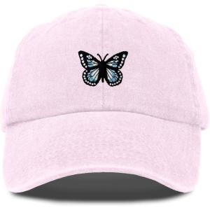 imageDALIX Butterfly Embroidered Cap Cotton Baseball Hat Garden WomensWashed Pink