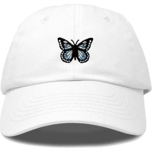 imageDALIX Butterfly Embroidered Cap Cotton Baseball Hat Garden WomensWhite