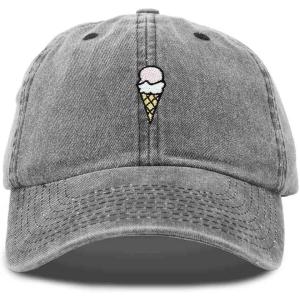 imageDALIX Double Scoop Embroidered Ice Cream Dad Hat Embroidered Cap WomenWashed Black