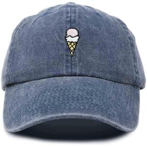 imageDALIX Double Scoop Embroidered Ice Cream Dad Hat Embroidered Cap WomenWashed Navy Blue