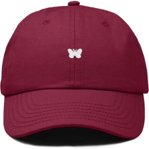 imageDALIX Lil Butterfly Embroidered Cotton Cap Outdoor Dad Hat WomensMaroon