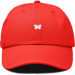 imageDALIX Lil Butterfly Embroidered Cotton Cap Outdoor Dad Hat WomensRed