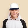 imageFlat Billed Trucker Hat Mesh Back S M L Adjustable Cap Solid Two Toned SnapbackNavywhite