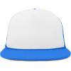 imageFlat Billed Trucker Hat Mesh Back S M L Adjustable Cap Solid Two Toned SnapbackNeonbluewhite
