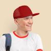 imageFlat Billed Trucker Hat Mesh Back S M L Adjustable Cap Solid Two Toned SnapbackRed