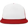 imageFlat Billed Trucker Hat Mesh Back S M L Adjustable Cap Solid Two Toned SnapbackRedwhite