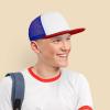 imageFlat Billed Trucker Hat Mesh Back S M L Adjustable Cap Solid Two Toned SnapbackRedwhiteroyal