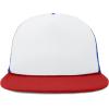 imageFlat Billed Trucker Hat Mesh Back S M L Adjustable Cap Solid Two Toned SnapbackRedwhiteroyal
