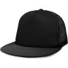 imageFlat Billed Trucker Hat Mesh Back S M L Adjustable Cap Solid Two Toned SnapbackBlack