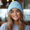 imageDALIX Lil Flower Embroidered Beanie Warm Winter Knit Hat WomenBaby Blue
