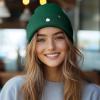 imageDALIX Lil Flower Embroidered Beanie Warm Winter Knit Hat WomenGreen