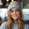 imageDALIX Lil Flower Embroidered Beanie Warm Winter Knit Hat WomenLight Gray