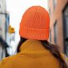 imageDALIX Lil Flower Embroidered Beanie Warm Winter Knit Hat WomenNeon Orange