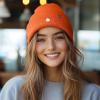 imageDALIX Lil Flower Embroidered Beanie Warm Winter Knit Hat WomenNeon Orange