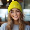 imageDALIX Lil Flower Embroidered Beanie Warm Winter Knit Hat WomenNeon Yellow