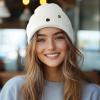 imageDALIX Lil Flower Embroidered Beanie Warm Winter Knit Hat WomenWhite