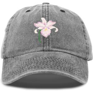 imageDALIX Orchid Hat Womens Floral Baseball Cap WashedBlack