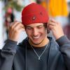 imageDALIX Pigeon Embroidered Beanie Warm Winter Cap Knit Hat MensRed