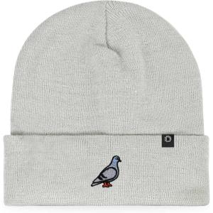 imageDALIX Pigeon Embroidered Beanie Warm Winter Cap Knit Hat MensLight Gray