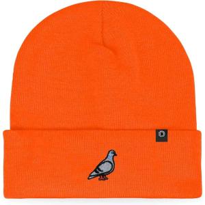 imageDALIX Pigeon Embroidered Beanie Warm Winter Cap Knit Hat MensNeon Orange