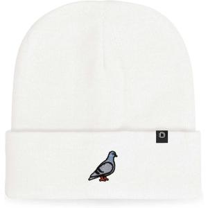 imageDALIX Pigeon Embroidered Beanie Warm Winter Cap Knit Hat MensWhite
