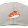 imageDALIX Salmon Nigiri Embroidered Sushi Cotton Dad Hat Baseball Cap Adjustable WomensWashed Stone White
