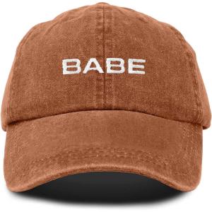 imageDALIX Babe Embroidered Cotton Baseball Cap Adjustable Dad Hat WomensWashed Orange