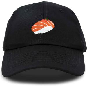 imageDALIX Salmon Nigiri Embroidered Sushi Cotton Dad Hat Baseball Cap Adjustable WomensBlack