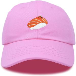 imageDALIX Salmon Nigiri Embroidered Sushi Cotton Dad Hat Baseball Cap Adjustable WomensLight Pink