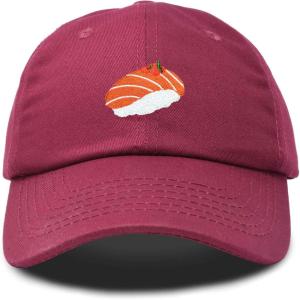 imageDALIX Salmon Nigiri Embroidered Sushi Cotton Dad Hat Baseball Cap Adjustable WomensMaroon