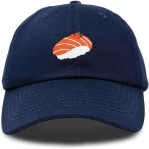 imageDALIX Salmon Nigiri Embroidered Sushi Cotton Dad Hat Baseball Cap Adjustable WomensNavy Blue
