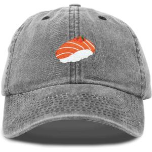 imageDALIX Salmon Nigiri Embroidered Sushi Cotton Dad Hat Baseball Cap Adjustable WomensWashed Black
