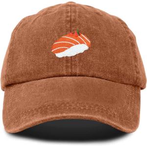 imageDALIX Salmon Nigiri Embroidered Sushi Cotton Dad Hat Baseball Cap Adjustable WomensWashed Orange