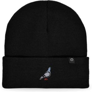 imageDALIX Pigeon Embroidered Beanie Warm Winter Cap Knit Hat MensBlack
